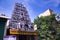 Chennai, India - October 29, 2018: An exterior of a beautiful hindu temple with gods idols carved on the exterior of it`s tomb