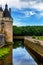 CHENONCEAU, FRANCE - CIRCA JUNE 2014: Part of Chateau de Chenonceau and moat