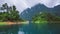 Cheo Lan Lake in Khao Sok, Suratani, Thailand.Rainy Clouds