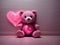 Cherished Passion: Pink Laser-etched Teddy Bear Heart Wall Decor