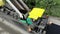 CHERKASSY REGION, UKRAINE - MAY 31, 2018: Aerial view on repair of a highway, the process of laying a new asphalt