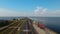 Cherkasy dam from a bird`s eye view across the Dnieper River.