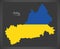 Cherkasy map of Ukraine with Ukrainian national flag illustration