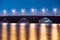 Chernavsky bridge over Voronezh river Illuminated by street lights at night