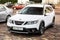 Chernigov, Ukraine - July 24, 2021: White Saab 9-3X in the city