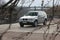 Chernigov, Ukraine - November, 2017.Gray off-road car BMW X5. A private car parked on the sidewalk