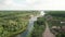 Chernihiv river port and footbridge over Desna river.