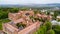 CHERNIVTSI, UKRAINE - April, 2017: Residence of Bukovinian and Dalmatian Metropolitans. Chernivtsi National University from above