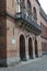 Chernivtsi, Ukraine - August 5, 2021. An old balcony and exit to the garden of the Chernivtsi University of the 19th century.