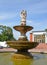 CHERNYAKHOVSK, RUSSIA. Fountain  `Three Muses` on Theater Square. Kaliningrad region