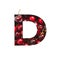 Cherries alphabet. Letter D made of berries and paper cut isolated on white. Typeface for organic food market. Vitamins