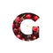 Cherries alphabet. Letter G made of berries and paper cut isolated on white. Typeface for festive design