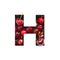 Cherries alphabet. Letter H made of berries and paper cut isolated on white. Typeface for organic food market. Vitamins