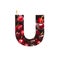 Cherries alphabet. Letter U made of red berries and paper cut isolated on white. Typeface for festive design