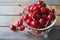 Cherries in a glass bowl