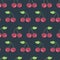 Cherries seamless vector pattern background black