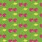 Cherries seamless vector pattern background green