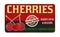 Cherries vintage rusty metal sign