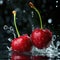 Cherries in a Water Burst