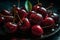 Cherries with water drops