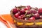 CHERRIES WOODEN BASKET NATURAL RAW SWEET