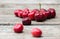 Cherries on a wooden table.