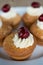 Cherry and Almond bakewell buns on a plate