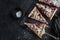 Cherry and almond streusel tart, black background