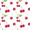 Cherry berries hand draw seamless watercolor fabric pattern.