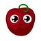 Cherry-berry character. Cute cartoon cherry sticker. Vector illustration