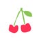 Cherry berry. Cutouts fruit. Shape colored cardboard or paper. Funny childish applique