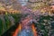 Cherry blossom at Meguro canal at twilight in Tokyo