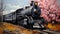 Cherry Blossom Train: Realistic Hyper-detailed Painting By Jack Davis