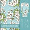Cherry blossoms on delicate turquoise background