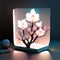 Cherry blossoms in a glass vase. 3D rendering Generative AI