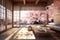 Cherry blossoms in a traditional wooden Japanese style house AI Generated