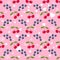 Cherry, blueberry, white heart on pink seamless pattern