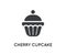 Cherry Cake Cupcake Cream Brownie Glyph Vector Element