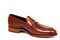 Cherry calf penny loafer shoe toe to right