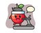 Cherry cartoon character walking on the treadmill