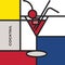 Cherry cocktail in Martini glass. Modern style art with rectangular colour blocks.