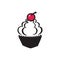 Cherry Cupcake Cream Bakery Simple Sign Symbol