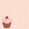 Cherry cupcake on houndstooth vector background