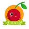 Cherry, cute fruit vector character badge