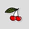 Cherry doodle icon, vector illustration