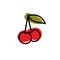 Cherry doodle icon, vector illustration