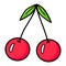 Cherry doodle illustration. Children`s drawing style