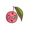 Cherry with the emotion of interest color line icon. Mascot of emotions