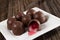 Cherry filled chocolate candy,dish