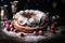 a cherry-filled pastry wreath dusted with powdered sugar